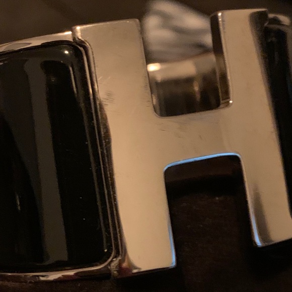 HERMES Sterling Silver Galop Cuff Bracelet Large Model Size  Hermès large cuff